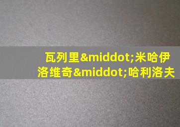 瓦列里·米哈伊洛维奇·哈利洛夫